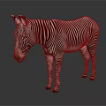 Black And White Striped Zebra Standing With Reflection On Dark Surface 3d model