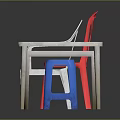 Colorful Modern Furniture Collection Featuring Red White Chairs Blue Stool And White Tables