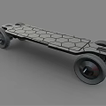 Futuristic Electric Skateboard As Modern Sports Equipment With Large Wheels And Hexagonal Texture