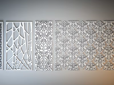 Intricate Carved Decorative Panels With Floral And Geometric Patterns For Wall Decor 3d model