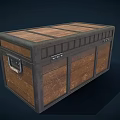 Vintage Wooden Playground Storage Chest With Metal Lock And Decorative Frames