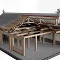Ancient Architecture Traditional Roof Structure With Wooden Beams And Columns Design