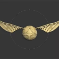 Harry Potter Golden Snitch with Shiny Gold Wings and Intricate Reflective Surface Design