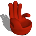 Red Hand Shaped Single Chair With Unique Creative Modern Design Style 3d model
