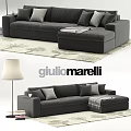 Modern Black Sofa Interior With Cushions Throw Blanket And Floor Lamp 3d model