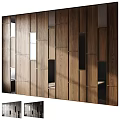 Modern Wooden Accent Wall With Geometric Panel Design And Natural Texture