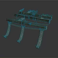 Ancient Mechanical Structure With Wooden Beams And Metal Supports Components