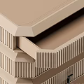 Beige Decorative Cabinet With Ribbed Drawers Multiple Tiers And Modern Minimalist Design