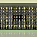 Colorful Bottles in Various Shapes Neatly Arranged for Illuminated Wall Art