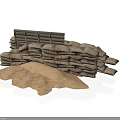 Modern Outdoor Construction Site With Sandbags Wooden Planks And Canvas Sheet