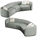 Modern Curved Gray Sectional Sofa with White Pillows and Comfortable Seating Design 3d model