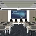 Modern Conference Room Interior Design With Projector Screen Tables Chairs And Large Windows