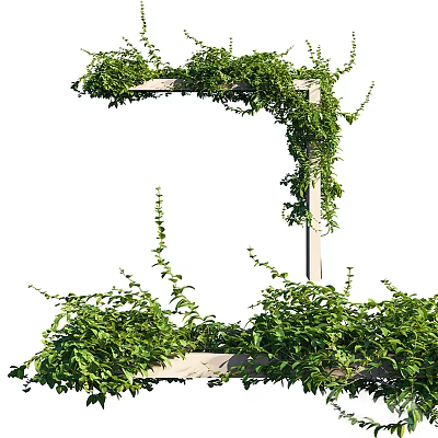 Lush Green Vines Growing On Wooden Garden Trellis With Fresh Leaves 3d model Lush Green Vines Growing On Wooden Garden Trellis With Fresh Leaves 3d model