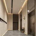 Modern Elevator Lobby Interior Design With Chic Lighting And Finishes 3d model