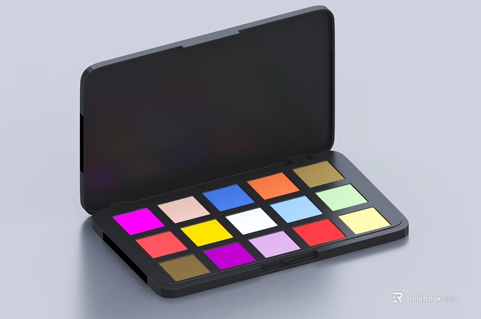 Vibrant Colorful Cosmetic Eyeshadow Palette With Open Case And Assorted Shades 3d model 