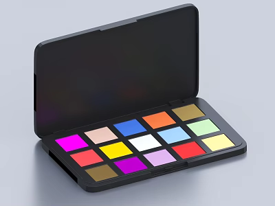 Vibrant Colorful Cosmetic Eyeshadow Palette With Open Case And Assorted Shades 3d model
