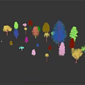 Diverse Green Plants Collection Featuring Different Tree Sizes And Types 3d model