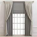 Modern Tailored Window Curtains With Textured Beige Drapes And Gray Roman Shades