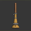 Vintage 3D Rendered Weapon with Wooden Stock and Golden Barrel Metal Parts