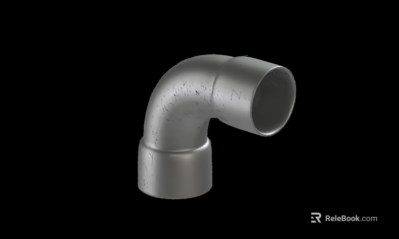 Silver Metal Pipe Elbow With Textured Surface And Industrial Structure Design 3d model 
