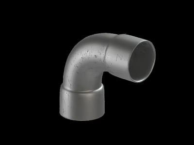 Silver Metal Pipe Elbow With Textured Surface And Industrial Structure Design 3d model