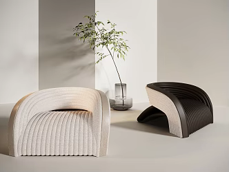 Casual Lamb Fleece Chair Leather Chair Sofa Plant 3d model