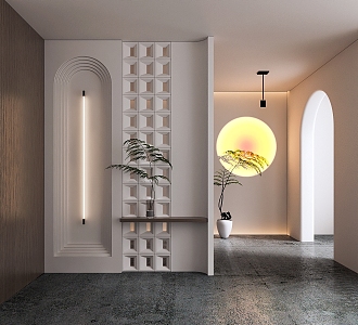 Modern Entrance Partition Skyline Light Sunset Light 3d model