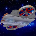 Futuristic Flying Vehicle With Large Rotors Sci Fi Design Mechanical Structure In Starry Space Background