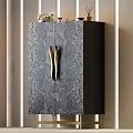 Elegant Modern Wardrobe With Snakeskin Pattern And Gold Handles Sleek Design 3d model