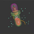 Household Decorative Glass Bottle With Orange Liquid And Cork Stopper And Floating Orange Drops
