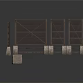 Modern Industrial Room Dividers With Metal Mesh Wooden Frames And Stone Blocks