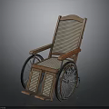 Vintage Style Wheelchair With Wooden Frame Woven Rattan Backrest And Large Wheels