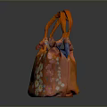 Stylish Orange Handbag With Floral Embroidery And Decorative Knot Handles For Everyday Use