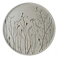 Round White Wall Decor with Embossed Natural Plant Patterns Minimalist Design 3d model