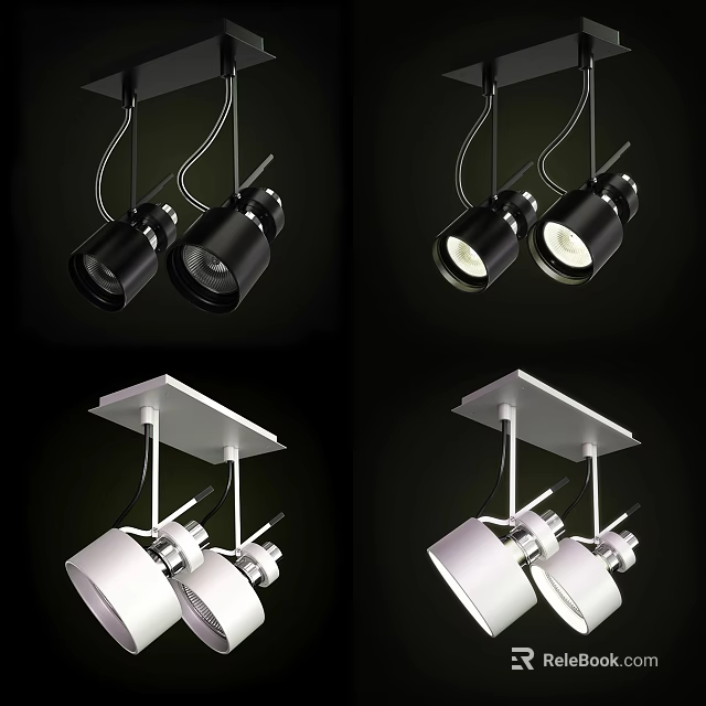 Modern Black And White Downlights And Spotlights Ceiling Mounted Lighting Fixtures 3d model 