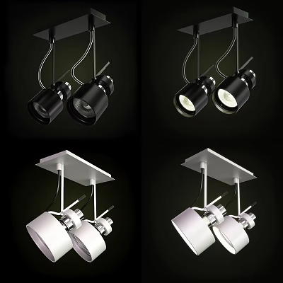 Modern Black And White Downlights And Spotlights Ceiling Mounted Lighting Fixtures 3d model
