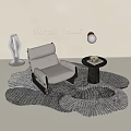 Comfortable Leisure Chair With White Vase Round Side Table Wall Lamp And Woven Rug