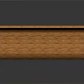 Wooden Bench with Orange Wood Grain Surface and Metal Armrests Legs Design