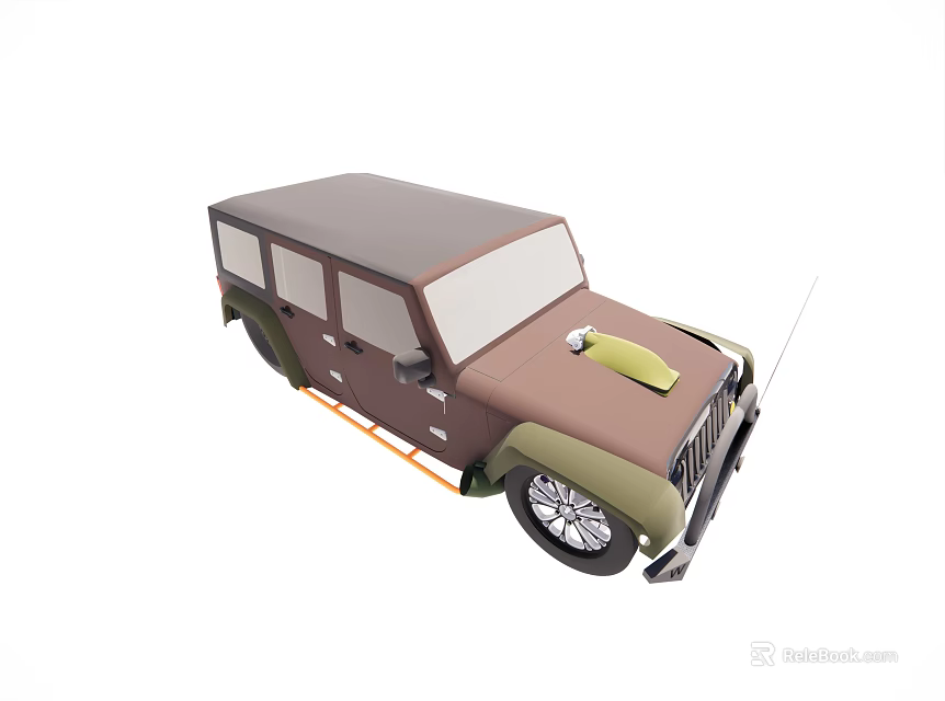 Classic Brown And Gray Jeep With Gray Roof And Alloy Wheels 3d model 