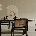 Qui Ji Restaurant Table and Chair Combination Ornaments 3d model