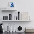 Decorative Ornament Set With Books Glass Bottles Sculpture Cylindrical Ornaments And Boxes
