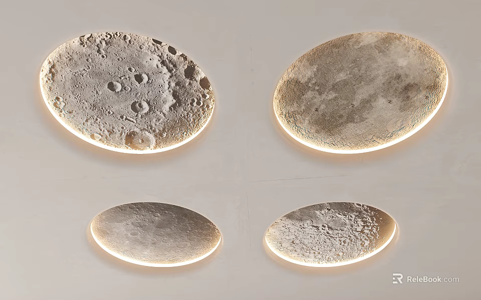 Moon Surface Ceiling Lights With Textured Lunar Design For Modern Interiors 3d model