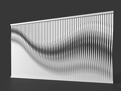 Modern Metallic Feature Wall With Stylish Wavy Vertical Slats Design 3d model