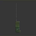 Two Green Stacked Boxes With Long Antenna On Reflective Surface 3d model