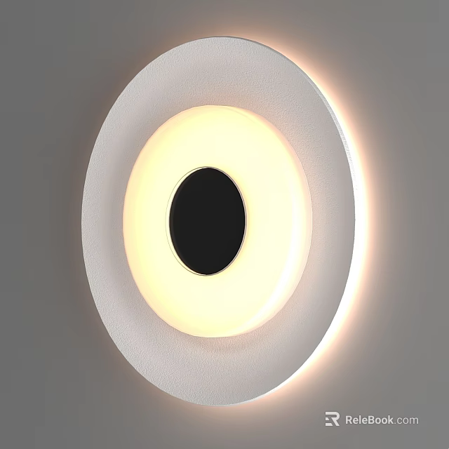 Modern Minimalist Round Wall Light with White Frame Black Center and Soft Glow 3d model 
