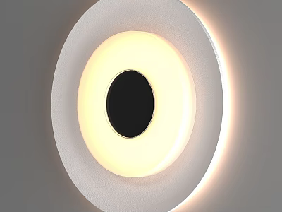 Modern Minimalist Round Wall Light with White Frame Black Center and Soft Glow 3d model