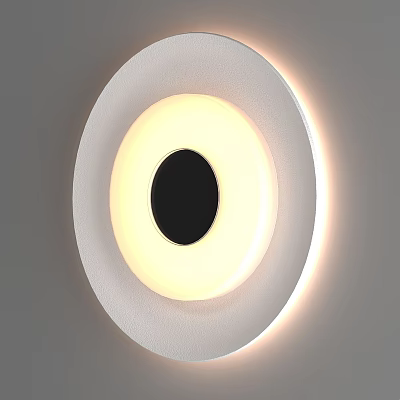 Modern Minimalist Round Wall Light with White Frame Black Center and Soft Glow 3d model