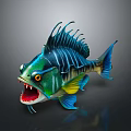 Colorful Tropical Fish With Open Mouth Sharp Teeth And Vibrant Fins Design