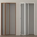Brown and White Folding Doors with Glass Panels for Interior Space Design 3d model