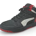 PUMA High-top Leather Sneakers With Black Red And White Lace Up Design
